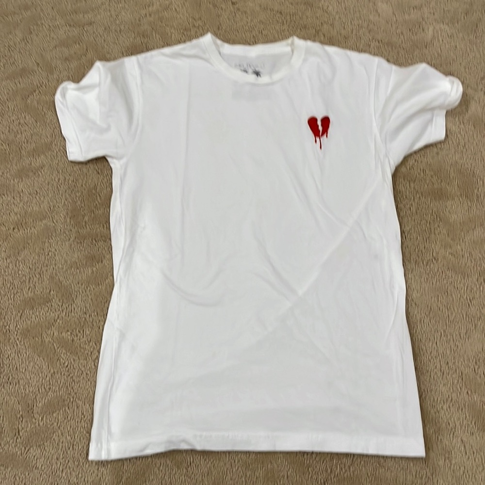 Used Riot Society White dripping heartbroken embroidered graphic tee